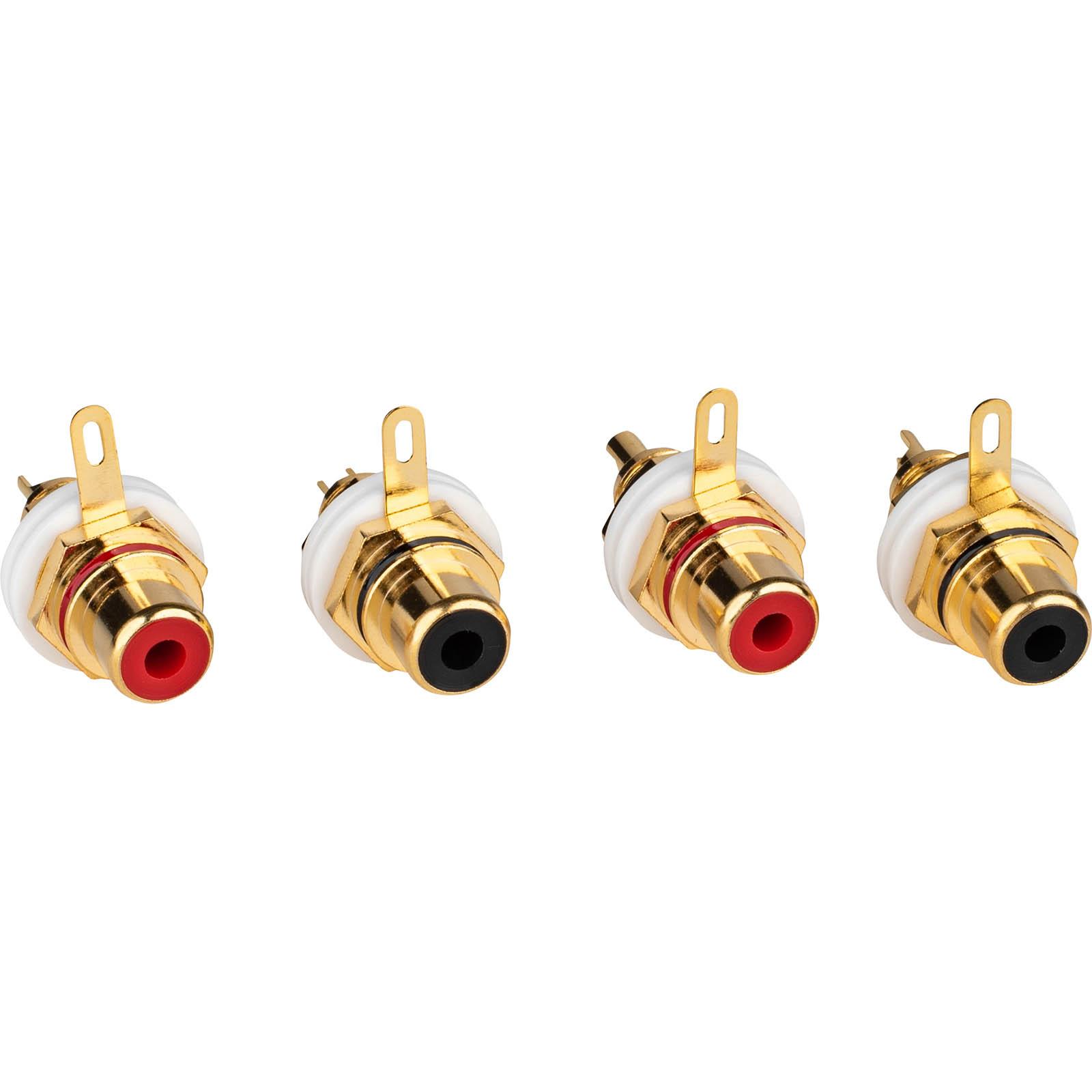 Chassis Mount Gold Plated Hex Nut RCA Jacks 2-Pair